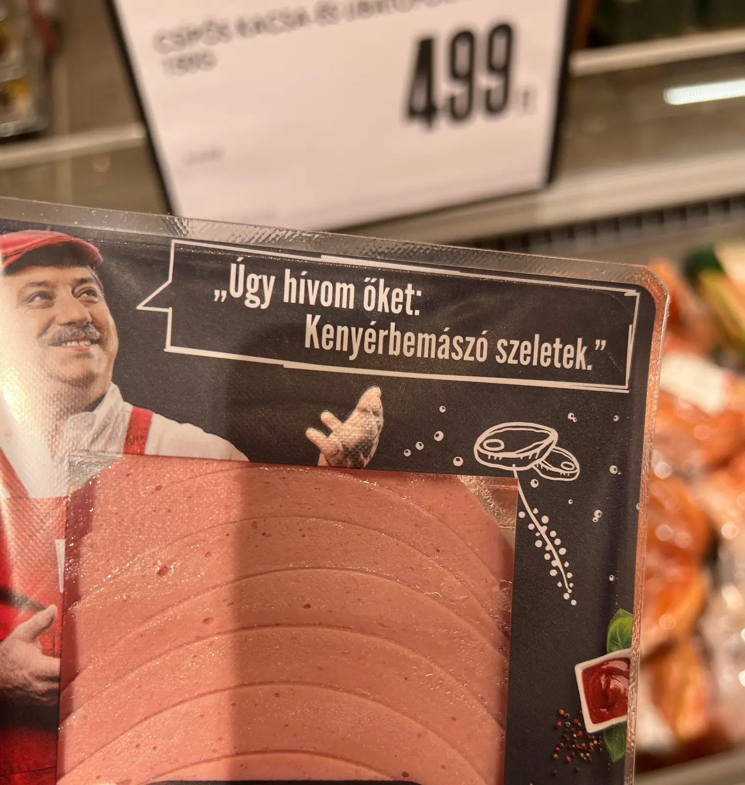 Humoros, szójátékos feliratú kenyérszelet-termék